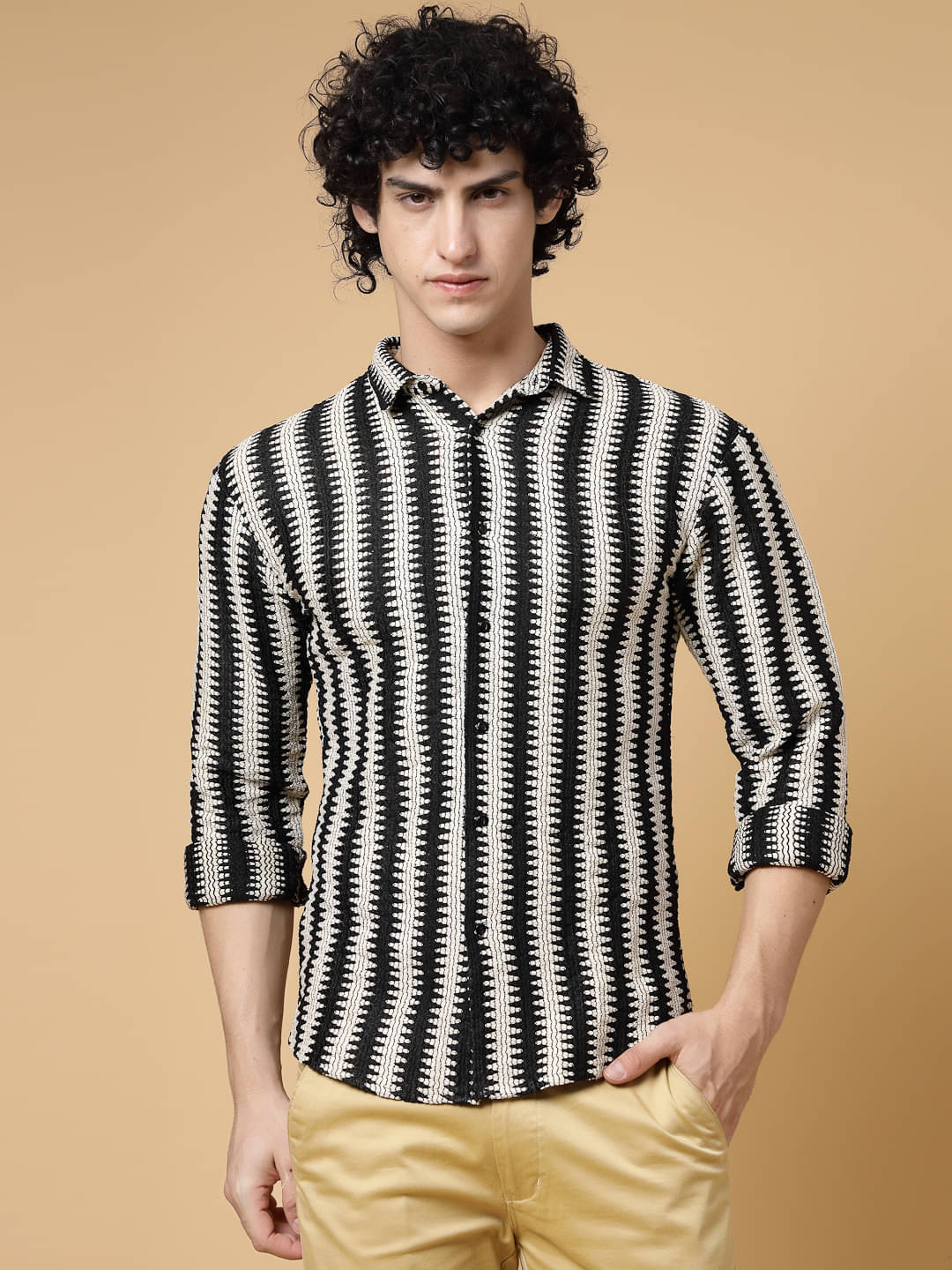     			Rigo Cotton Blend Regular Fit Embroidered Full Sleeves Men's Casual Shirt - Off White ( Pack of 1 )