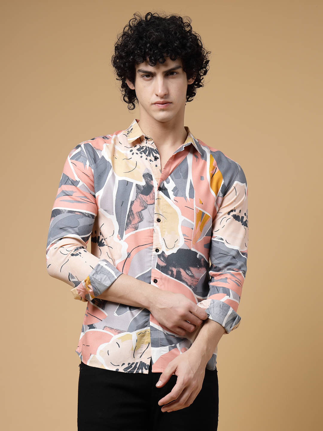Rigo Rayon Slim Fit Printed Full Sleeves Men's Casual Shirt - Pink ( Pack of 1 ) Rigo Rayon Slim Fit Printed Full Sleeves Men's Casual Shirt - Pink ( Pack of 1 )