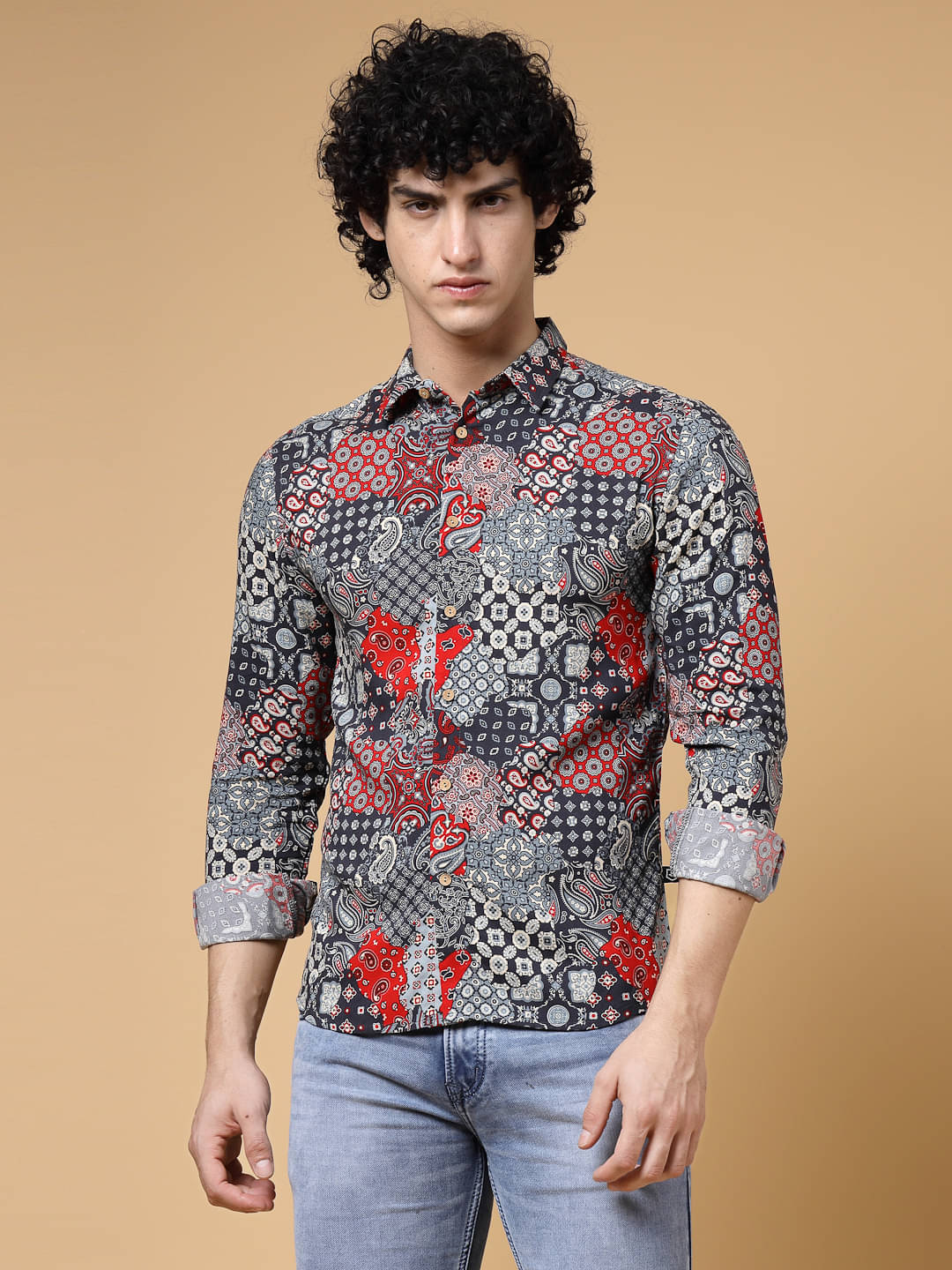     			Rigo Rayon Slim Fit Printed Full Sleeves Men's Casual Shirt - Blue ( Pack of 1 )