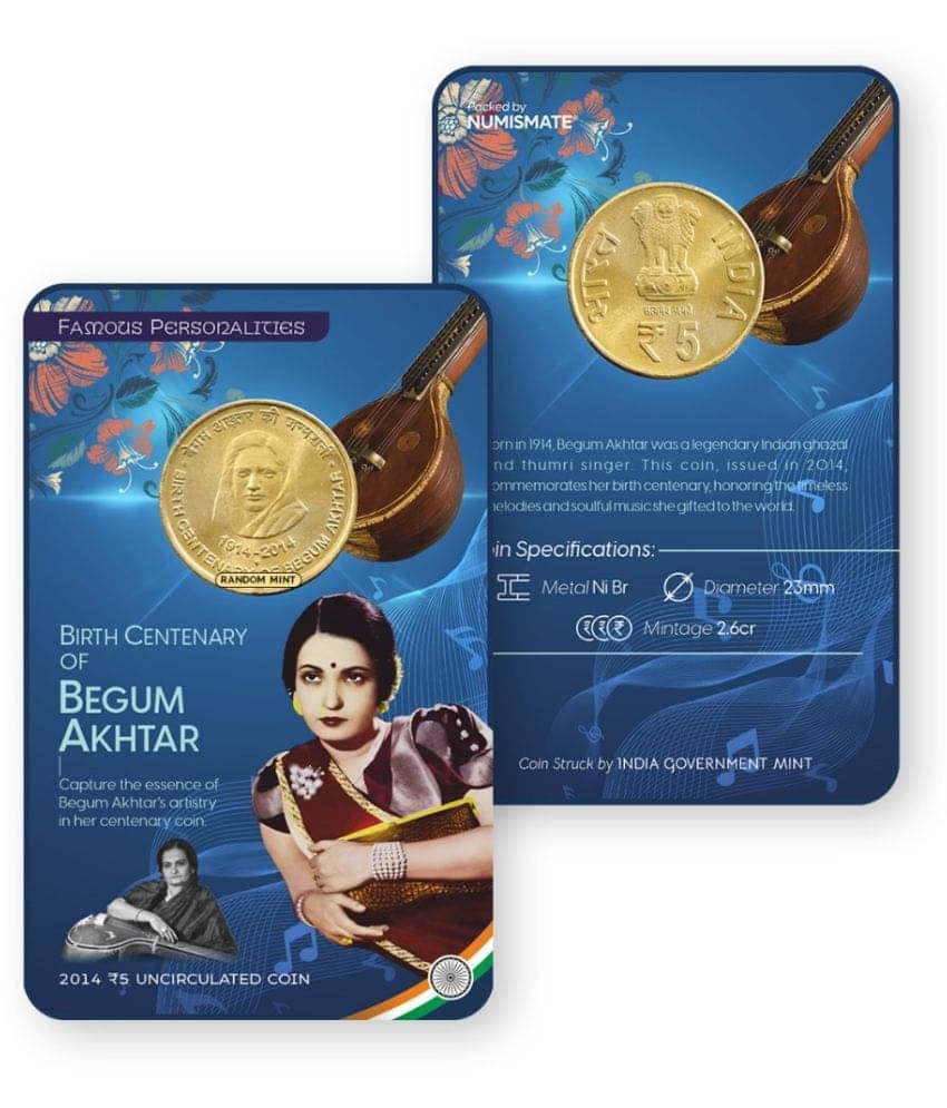 Rs.5 BIRTH CENTENARY OF BEGUM AKHTAR Commemorative Coin Card – Special Edition Rs.5 BIRTH CENTENARY OF BEGUM AKHTAR Commemorative Coin Card – Special Edition