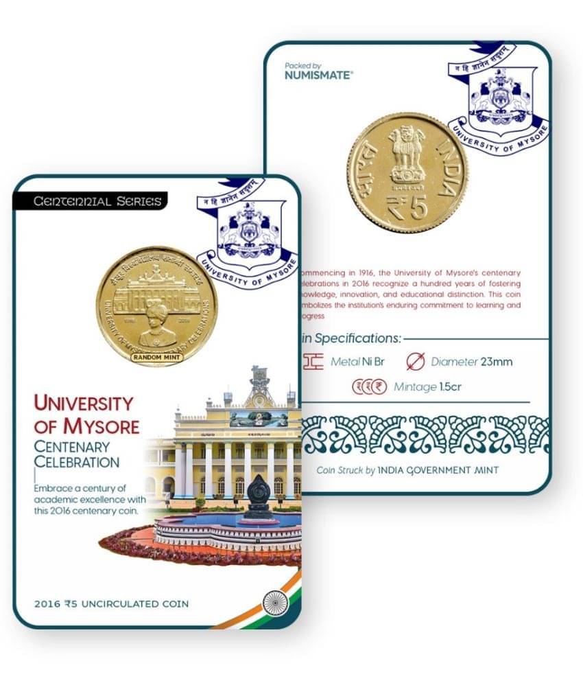 Rs.5 UNIVERSITY OF MYSORE Commemorative Coin Card – Special Edition Rs.5 UNIVERSITY OF MYSORE Commemorative Coin Card – Special Edition