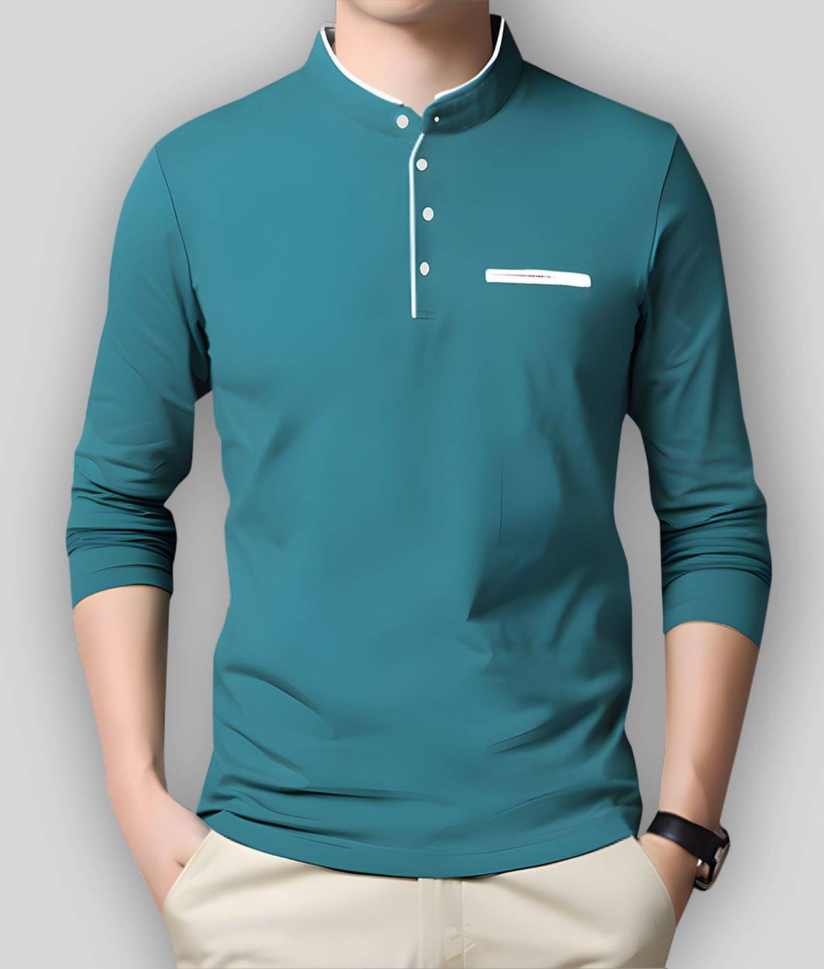 AUSK Pack of 1 Cotton Blend Regular Fit Men's T-Shirt ( Teal Blue ) AUSK Pack of 1 Cotton Blend Regular Fit Men's T-Shirt ( Teal Blue )