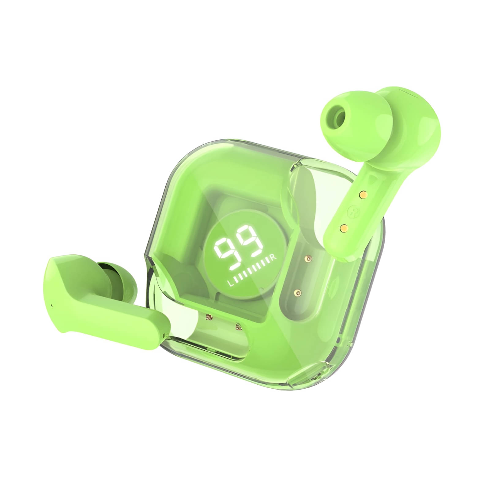     			VERONIC Flash Pods Bluetooth True Wireless (TWS) In Ear 30 Hours Playback Low Latency,Powerfull bass IPX4(Splash & Sweat Proof) Green