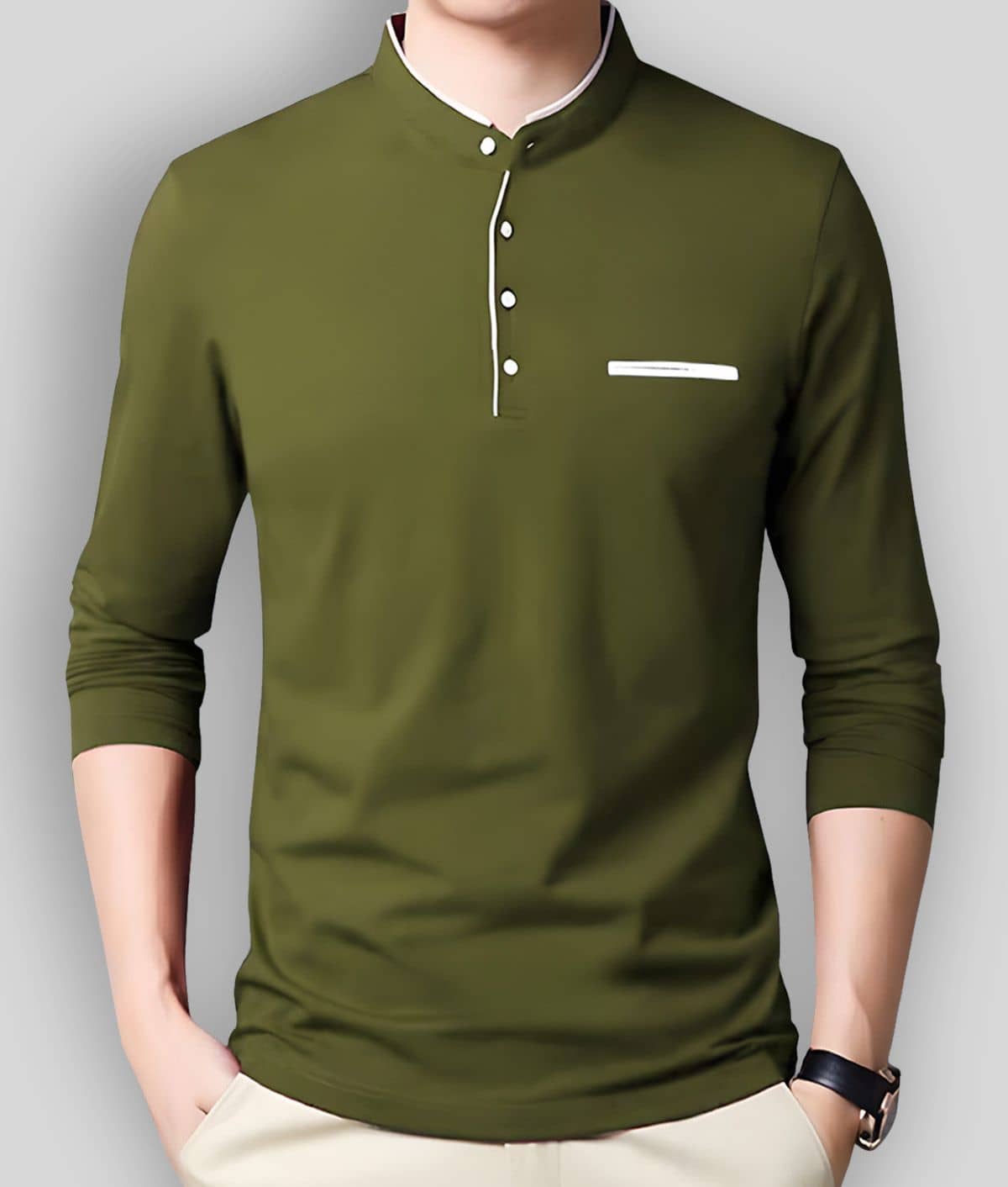 AUSK Pack of 1 Cotton Blend Regular Fit Men's T-Shirt ( Green )