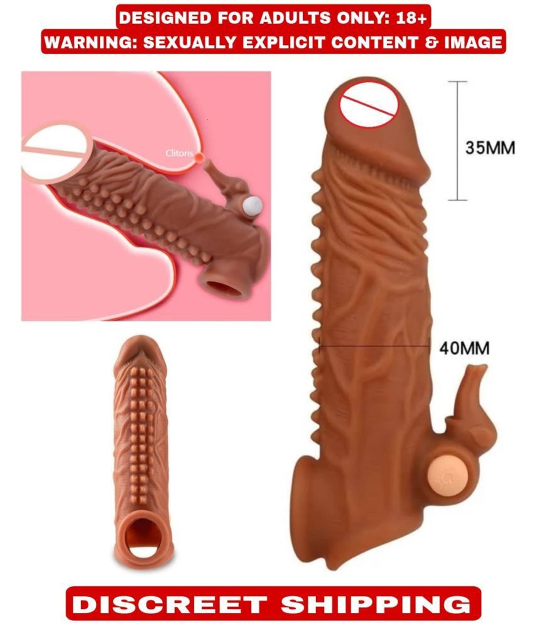 6.7 Inch Jumbo Head Double Hole Vibrating Penis Sleeve For Men By Knightriders
