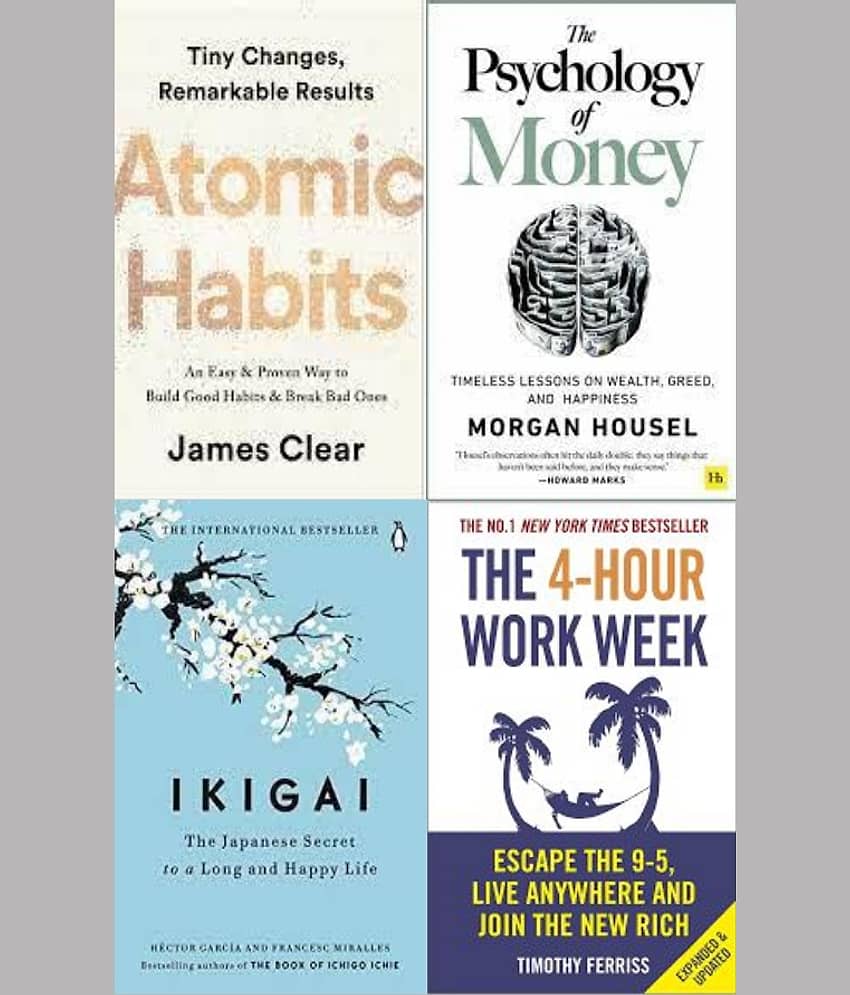 Atomic Habits + The Psychology of Money + Ikigai + The 4-Hour Work Week - Stationery | Buy online on ZillyBuy