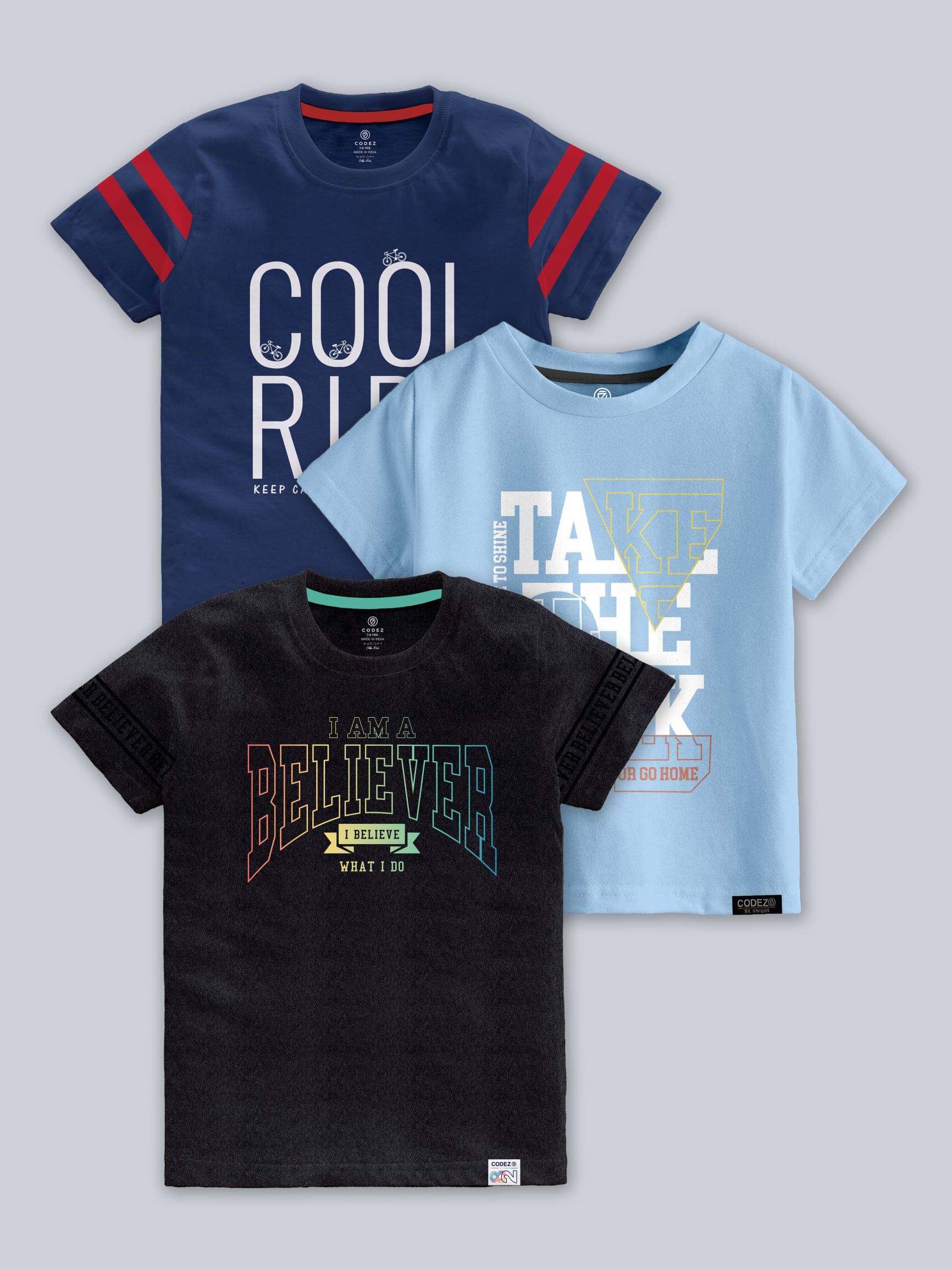     			CODEZ Pack of 2 Boys Cotton Blend T-Shirt ( Multi Color )