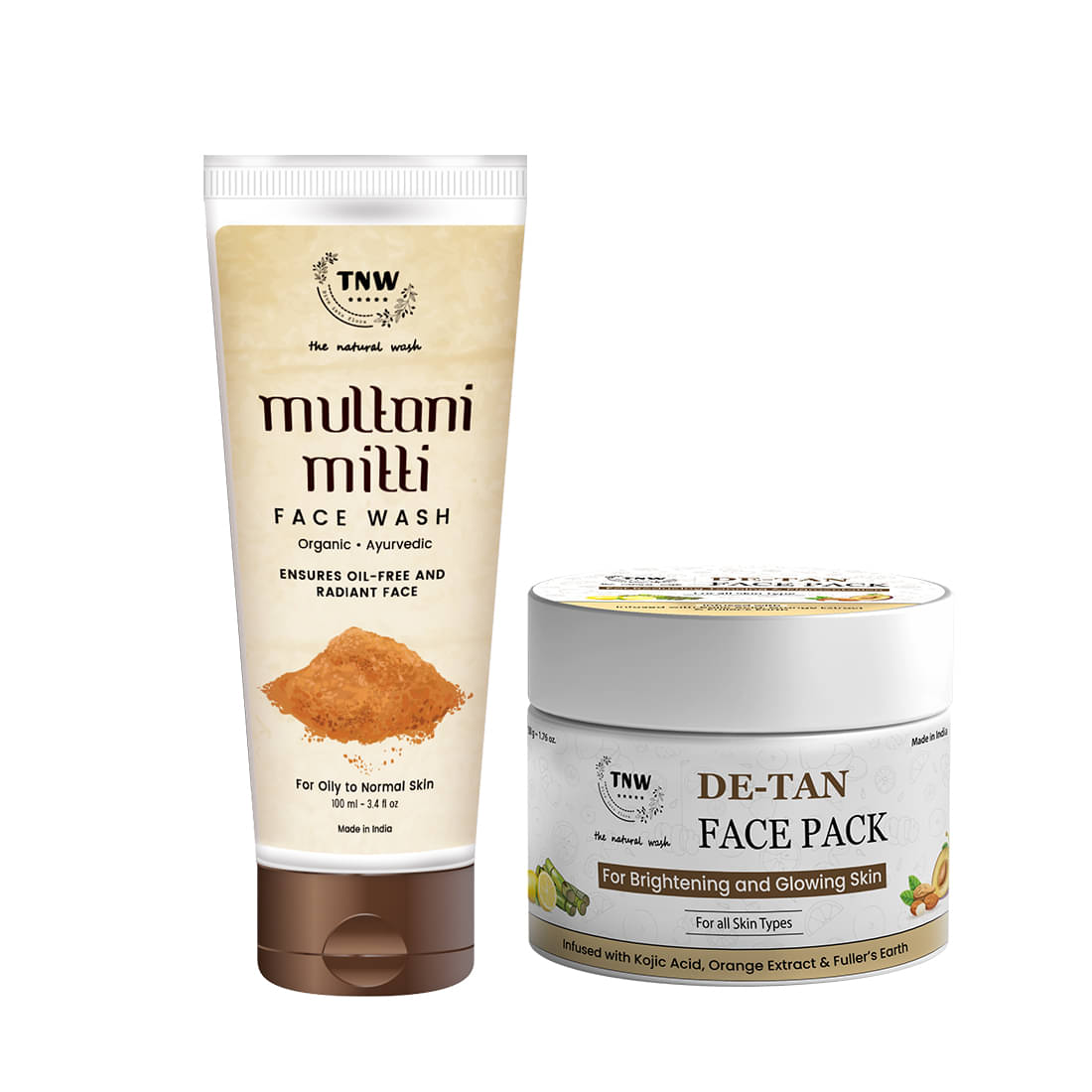 Combo of 2- De Tan Pack 50gm + Multani Mitti Face Wash 100ml Combo of 2- De Tan Pack 50gm + Multani Mitti Face Wash 100ml