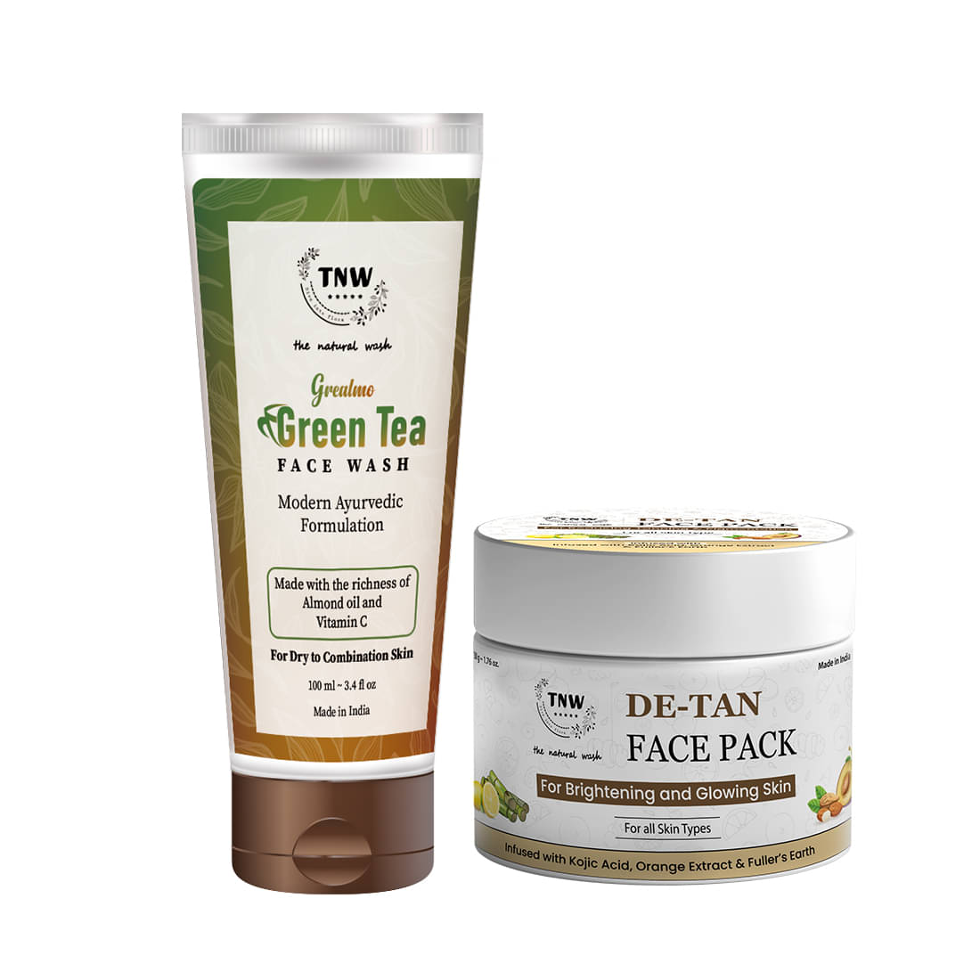     			Combo of 2- De Tan Pack 50gm + Green Tea Face Wash 100ml