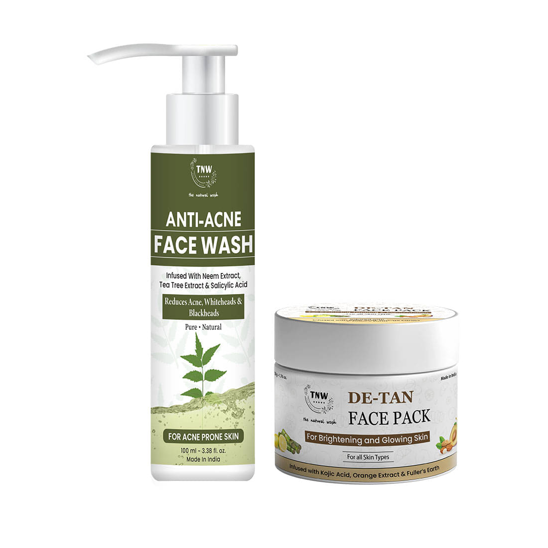Combo of 2- De Tan Pack 50gm + Anti Acne Face Wash 100ml Combo of 2- De Tan Pack 50gm + Anti Acne Face Wash 100ml