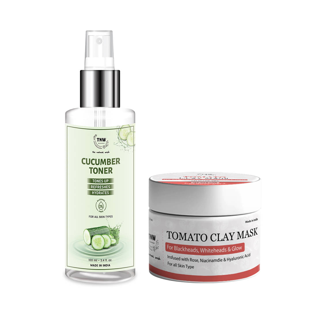 Combo of 2- Tomato Clay Mask 50gm + Cucumber Toner 100ml Combo of 2- Tomato Clay Mask 50gm + Cucumber Toner 100ml