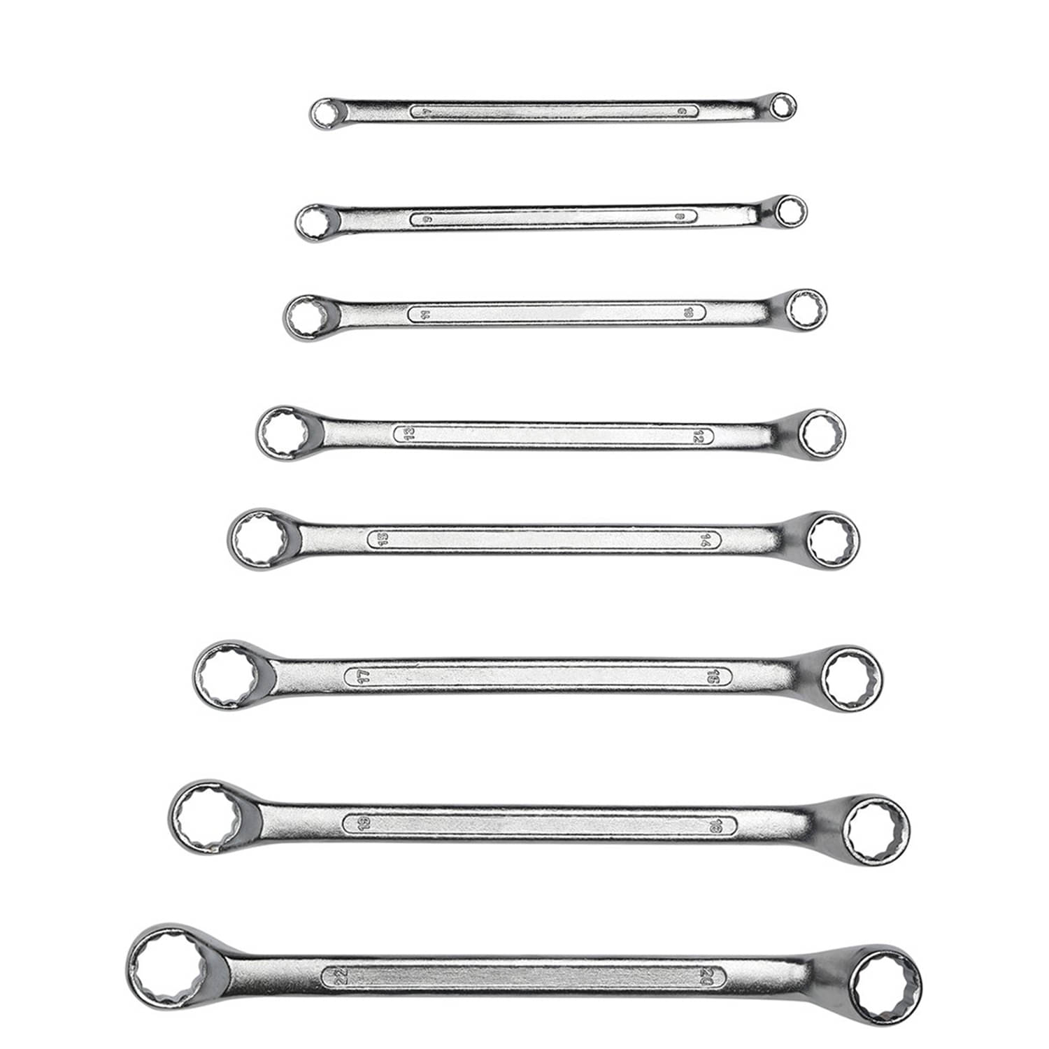 "Double Sided Ring Spanner Size: 6-20 & 22 Ring Spanner Set of 8 Pc "Double Sided Ring Spanner Size: 6-20 & 22 Ring Spanner Set of 8 Pc