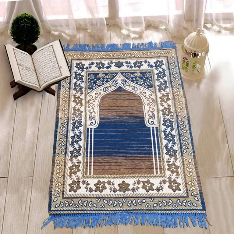     			FURNISHING HUT Blue Single Regular Velvet Prayer Mat ( 110 X 70 cm )