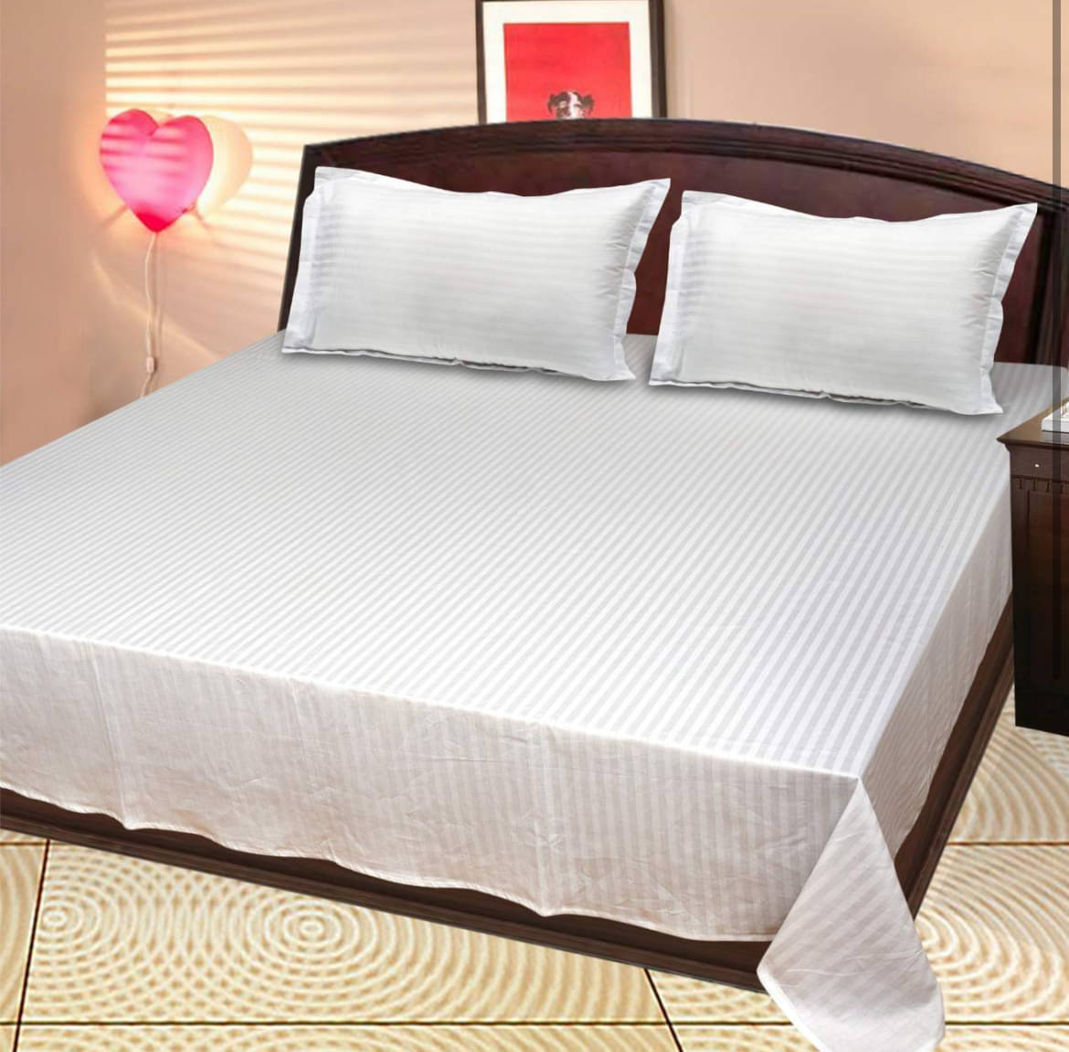Finesse Decor Cotton Double Bedsheet ( White )     			Finesse Decor Cotton Double Bedsheet ( White )