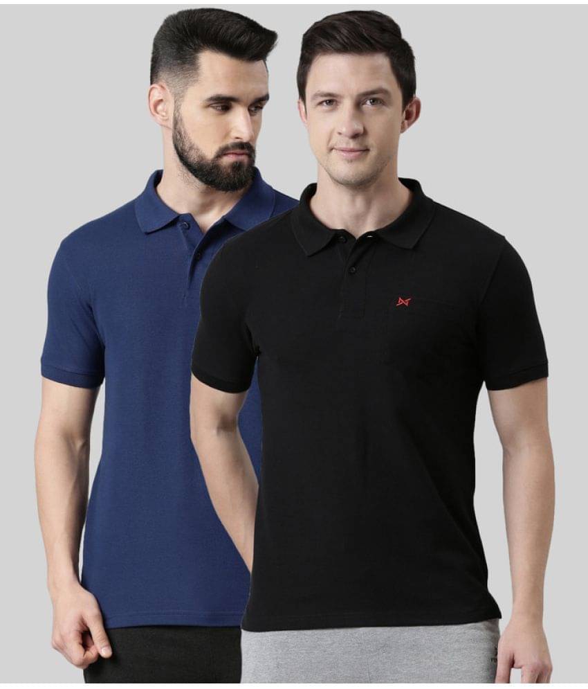 Force NXT Pack of 2 Cotton Blend Regular Fit Solid Half Sleeves Men's Polo T Shirt ( Multicolor ) Force NXT Pack of 2 Cotton Blend Regular Fit Solid Half Sleeves Men's Polo T Shirt ( Multicolor )