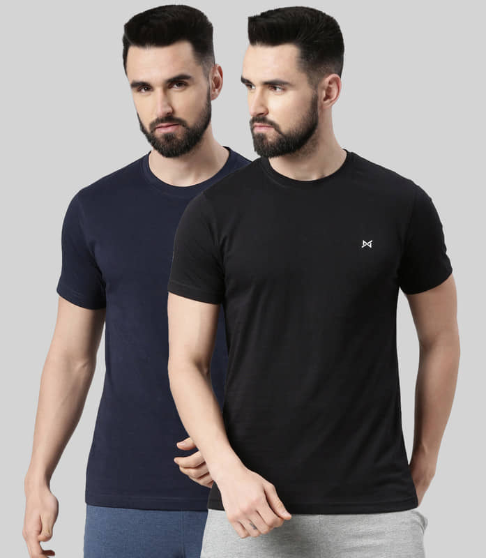 Force NXT Pack of 2 Cotton Blend Regular Fit Men's T-Shirt ( Multicolor )