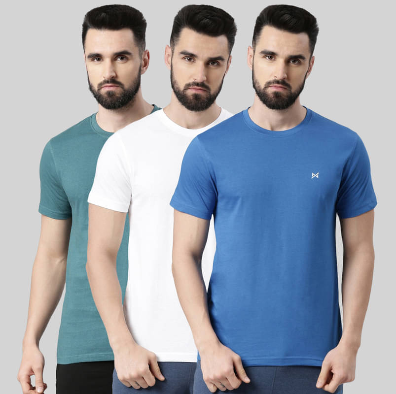 Force NXT Pack of 3 Cotton Blend Regular Fit Men's T-Shirt ( Multicolor ) Force NXT Pack of 3 Cotton Blend Regular Fit Men's T-Shirt ( Multicolor )