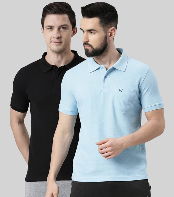     			Force NXT Pack of 2 Cotton Blend Regular Fit Solid Half Sleeves Men's Polo T Shirt ( Multicolor )