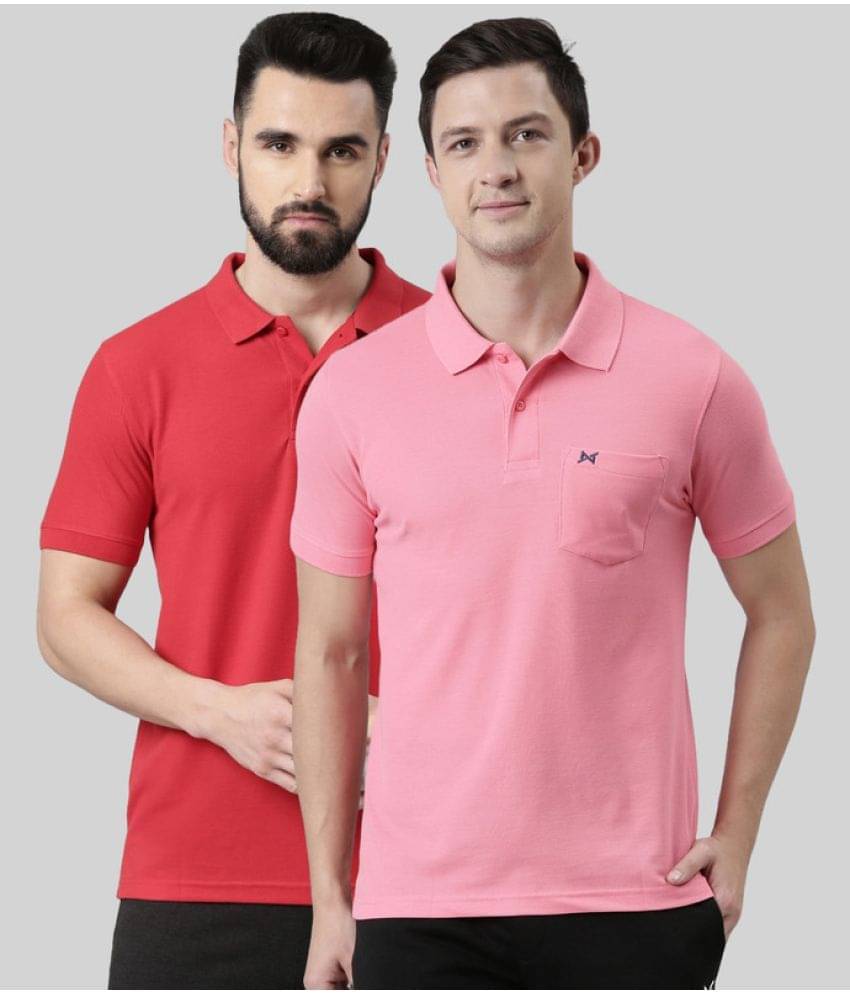 Force NXT Pack of 2 Cotton Blend Regular Fit Solid Half Sleeves Men's Polo T Shirt ( Multicolor ) Force NXT Pack of 2 Cotton Blend Regular Fit Solid Half Sleeves Men's Polo T Shirt ( Multicolor )