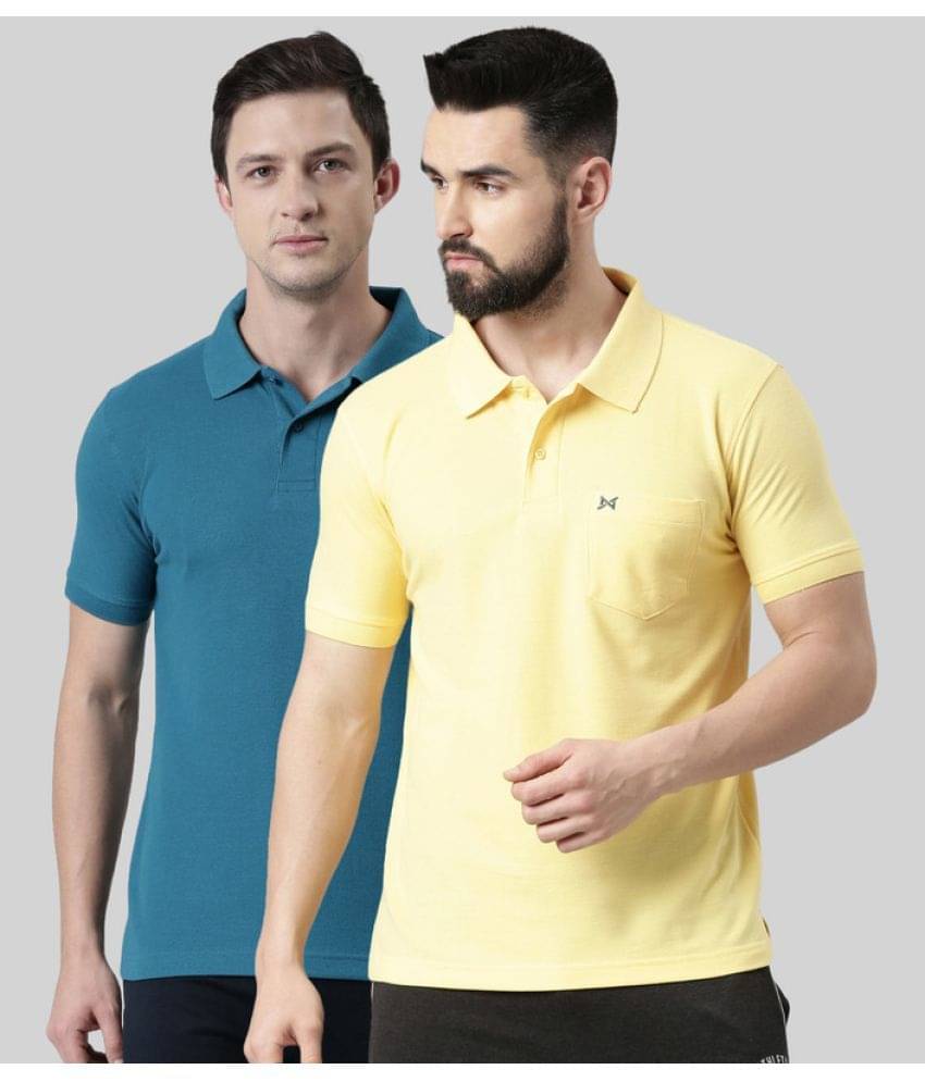 Force NXT Pack of 2 Cotton Blend Regular Fit Solid Half Sleeves Men's Polo T Shirt ( Multicolor ) Force NXT Pack of 2 Cotton Blend Regular Fit Solid Half Sleeves Men's Polo T Shirt ( Multicolor )