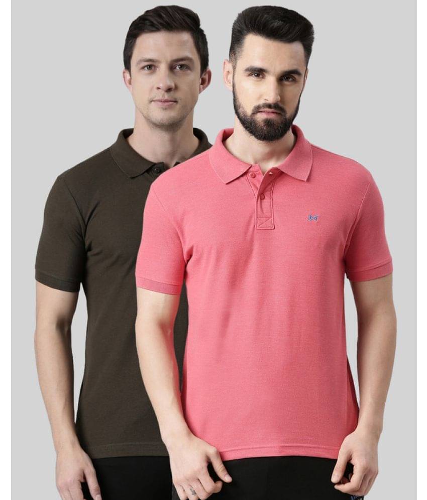     			Force NXT Pack of 2 Cotton Blend Regular Fit Solid Half Sleeves Men's Polo T Shirt ( Multicolor )