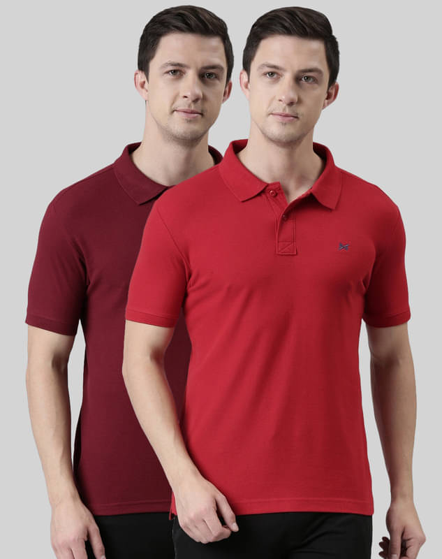     			Force NXT Pack of 2 Cotton Blend Regular Fit Solid Half Sleeves Men's Polo T Shirt ( Multicolor )