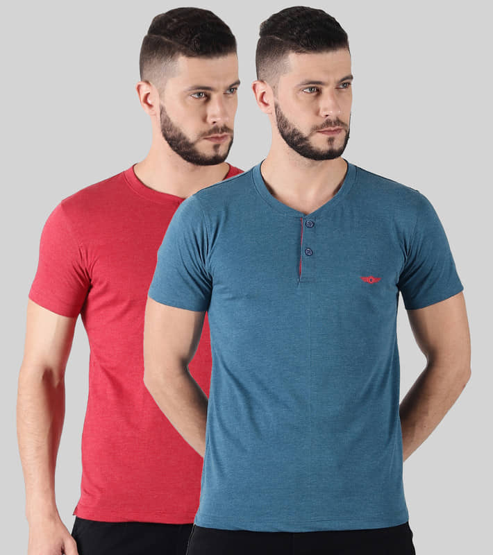 Force NXT Pack of 2 Cotton Blend Regular Fit Men's T-Shirt ( Multicolor )