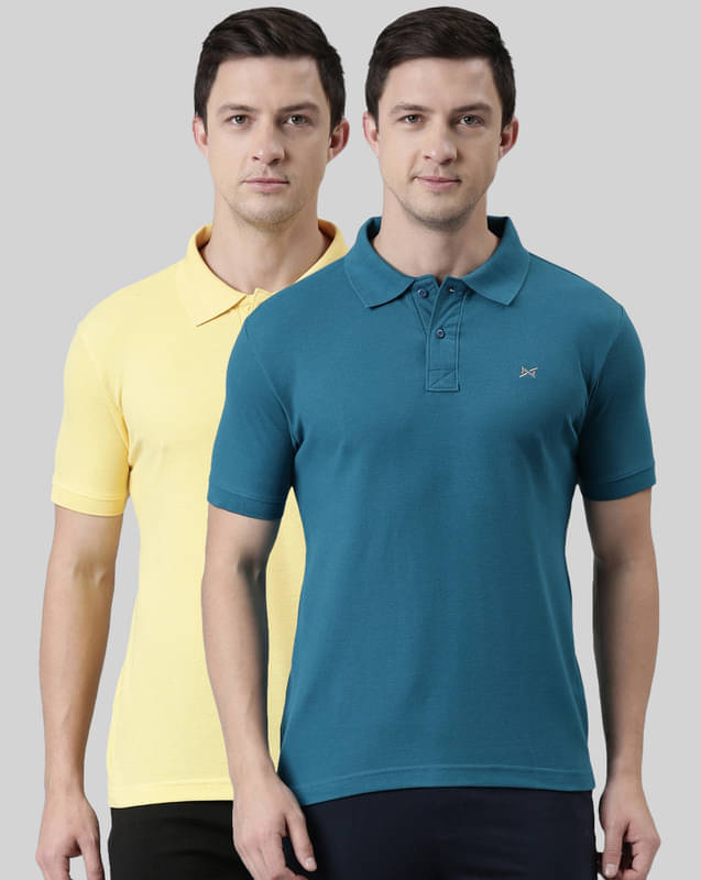    			Force NXT Pack of 2 Cotton Blend Regular Fit Solid Half Sleeves Men's Polo T Shirt ( Multicolor )
