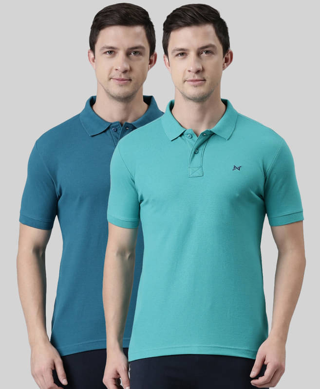     			Force NXT Pack of 2 Cotton Blend Regular Fit Solid Half Sleeves Men's Polo T Shirt ( Multicolor )