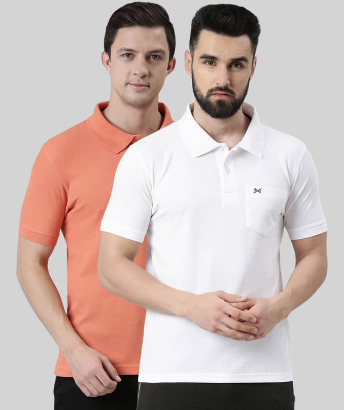     			Force NXT Pack of 2 Cotton Blend Regular Fit Solid Half Sleeves Men's Polo T Shirt ( Multicolor )