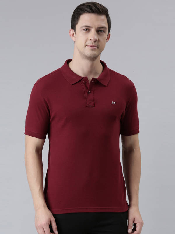 Force NXT Pack of 1 Cotton Blend Regular Fit Solid Half Sleeves Men's Polo T Shirt ( Maroon ) Force NXT Pack of 1 Cotton Blend Regular Fit Solid Half Sleeves Men's Polo T Shirt ( Maroon )