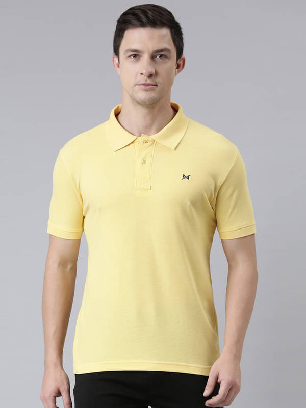 Force NXT Pack of 1 Cotton Blend Regular Fit Solid Half Sleeves Men's Polo T Shirt ( Yellow ) Force NXT Pack of 1 Cotton Blend Regular Fit Solid Half Sleeves Men's Polo T Shirt ( Yellow )