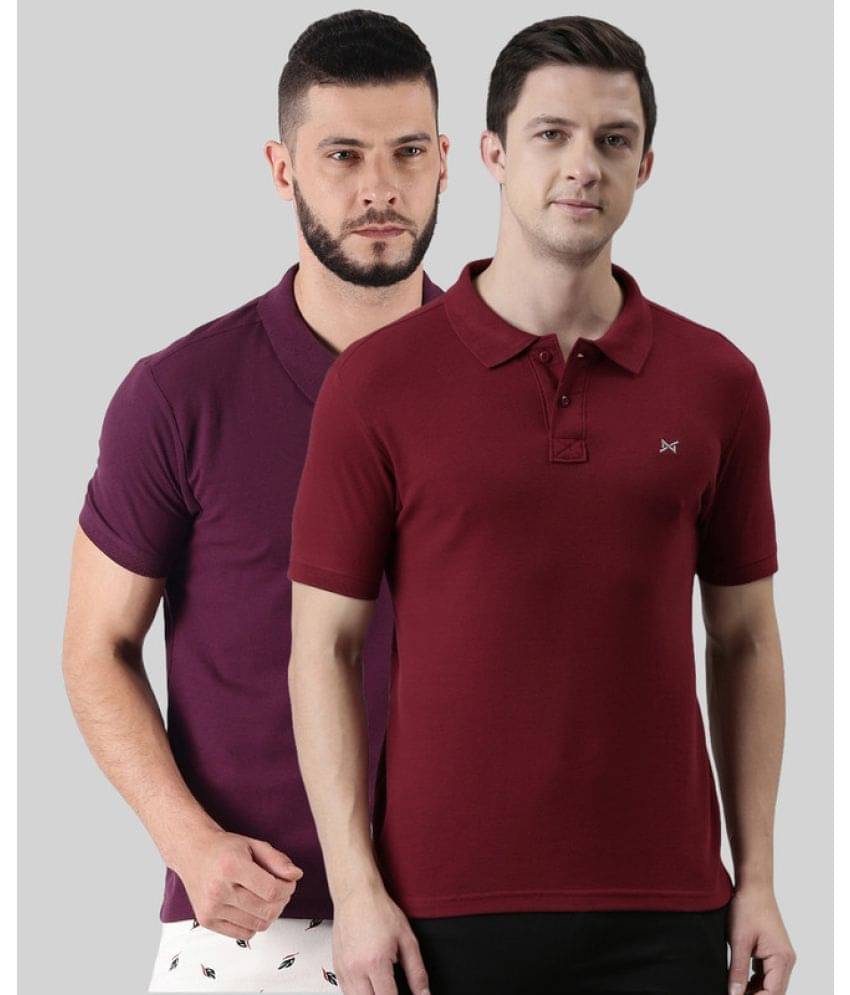     			Force NXT Pack of 2 Cotton Blend Regular Fit Solid Half Sleeves Men's Polo T Shirt ( Multicolor )