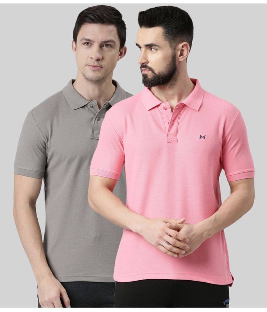     			Force NXT Pack of 2 Cotton Blend Regular Fit Solid Half Sleeves Men's Polo T Shirt ( Multicolor )