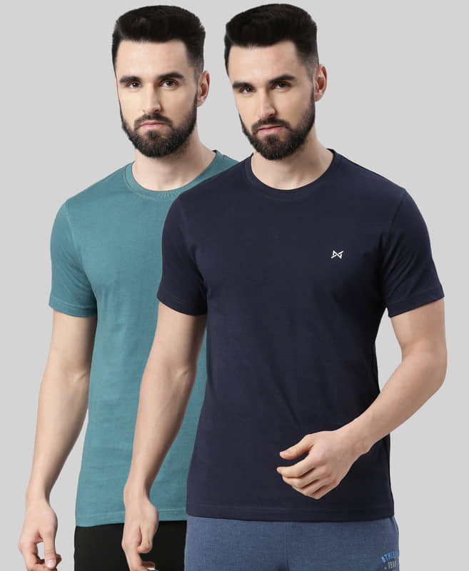 Force NXT Pack of 2 Cotton Blend Regular Fit Men's T-Shirt ( Multicolor )