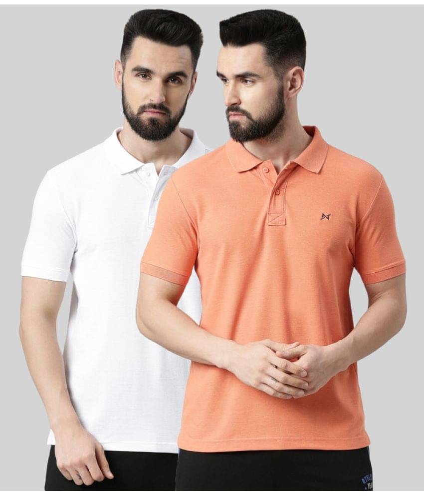     			Force NXT Pack of 2 Cotton Blend Regular Fit Solid Half Sleeves Men's Polo T Shirt ( Multicolor )