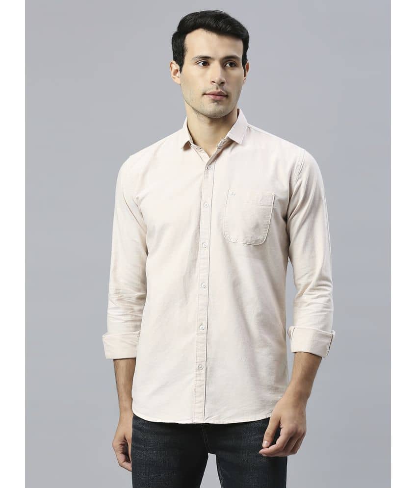 HJ HASASI 100% Cotton Slim Fit Solids Full Sleeves Men's Casual Shirt - Cream ( Pack of 1 )