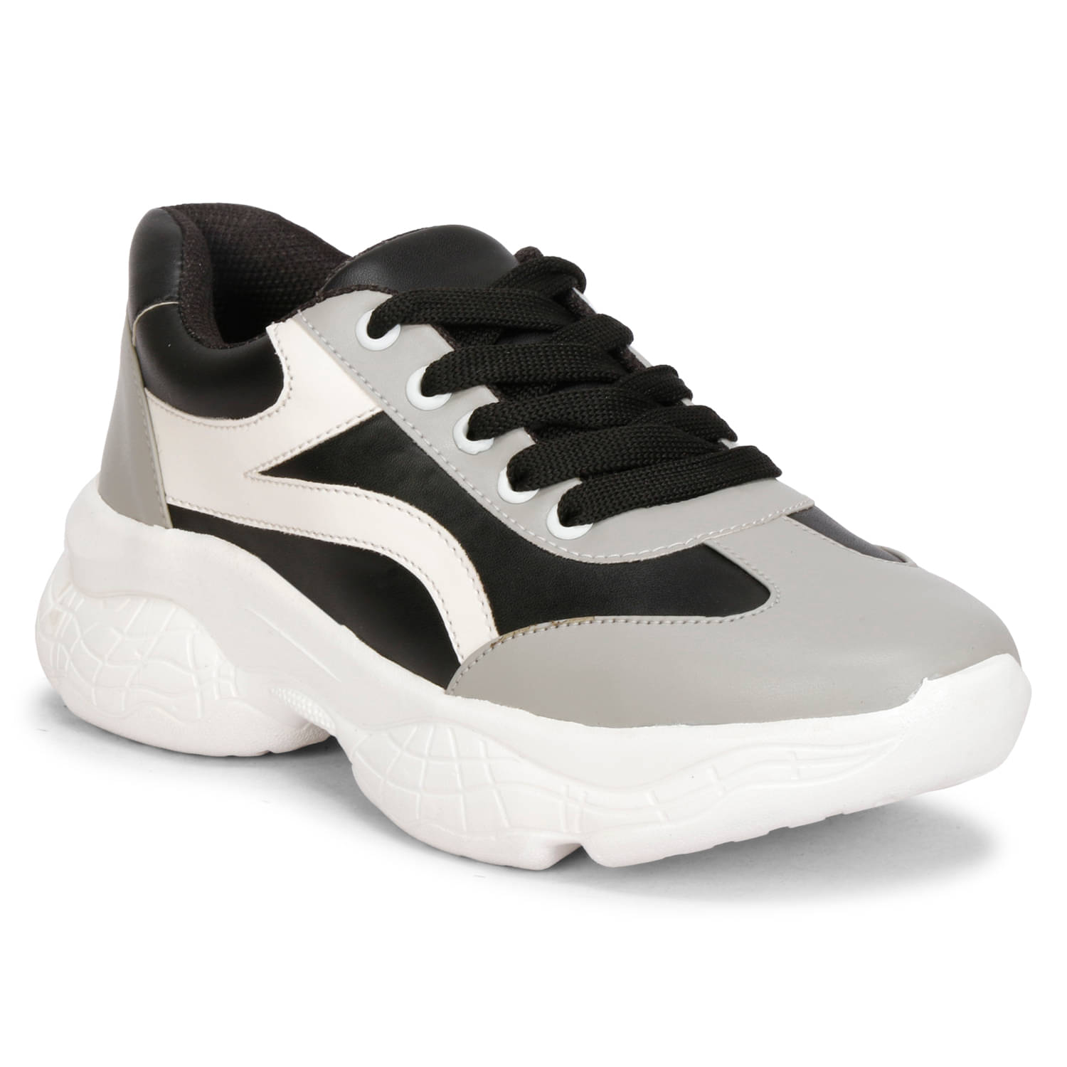     			Ishransh Black Women's Sneakers