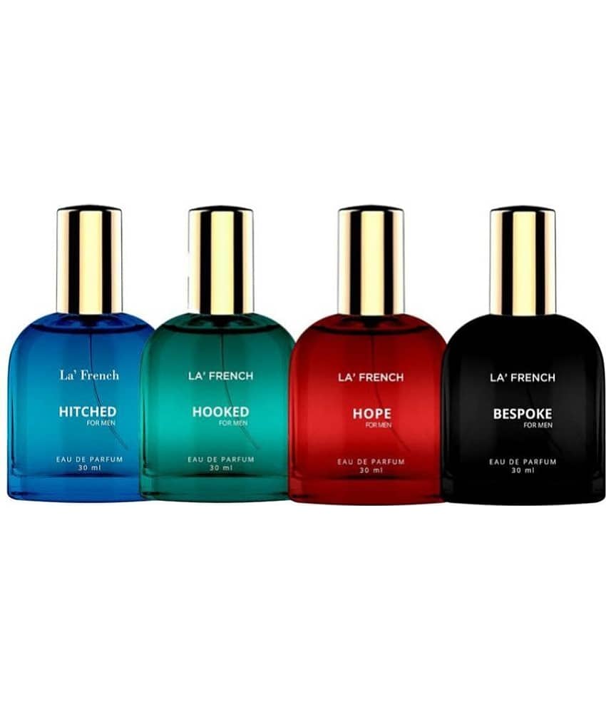 LA FRENCH - Hitched, hooked ,hope & bespoke Eau De Parfum (EDP) For Men 60ml ( Pack of 4 )