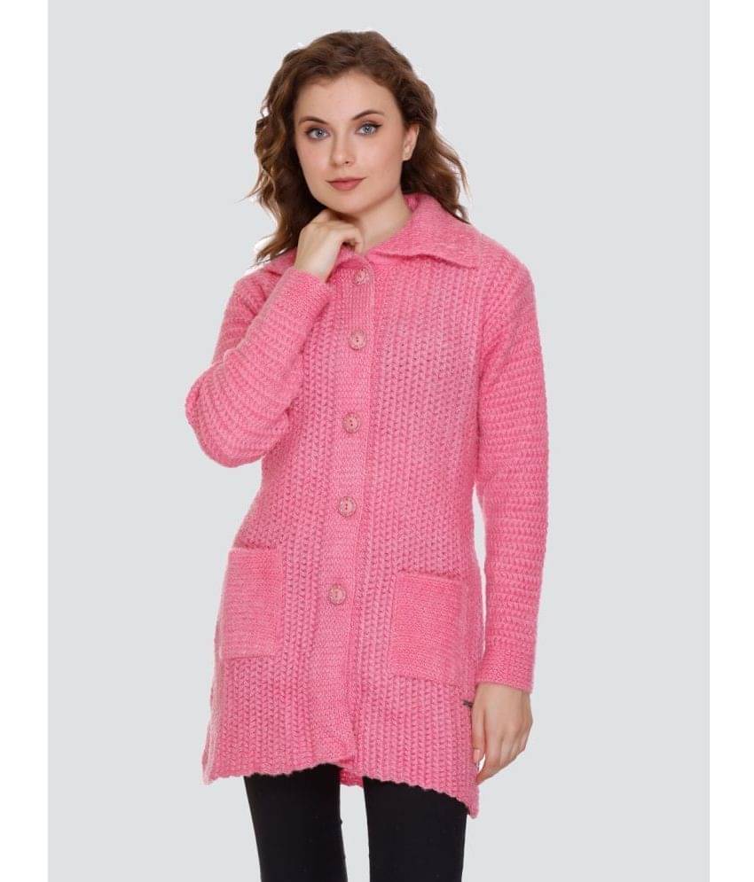 Nitsline Women Acrylic Round Neck Cardigan ( Pink )     			Nitsline Women Acrylic Round Neck Cardigan ( Pink )