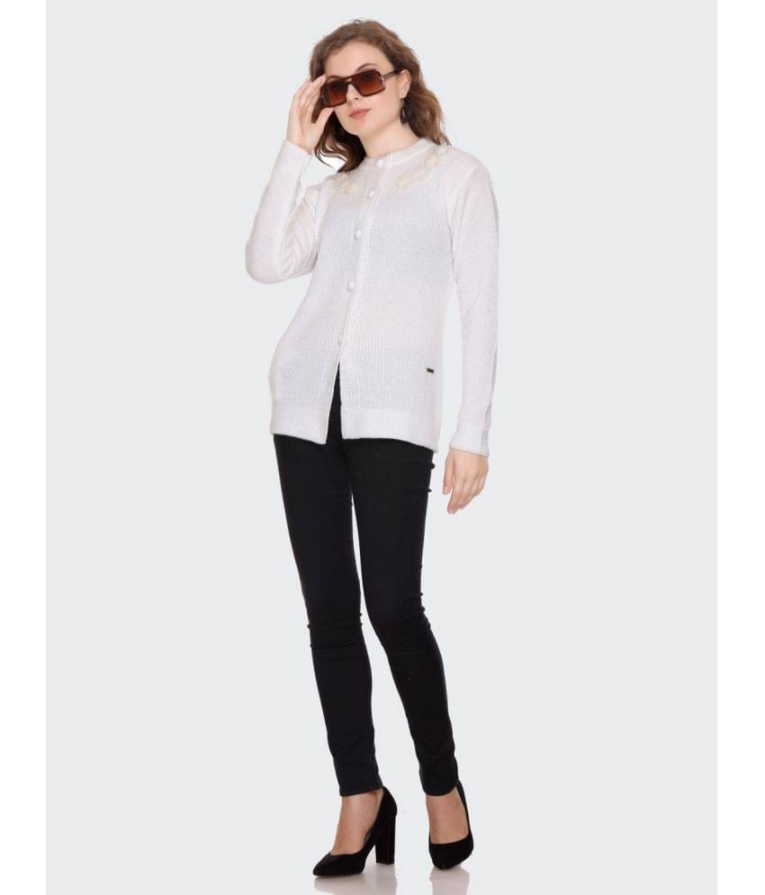     			Nitsline Acrylic Round Neck Women's Buttoned Cardigans - White ( Single )