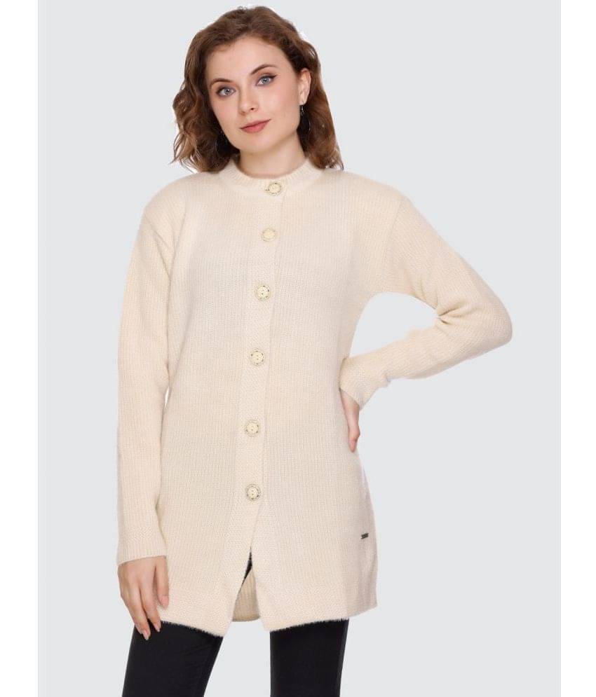     			Nitsline Acrylic Round Neck Women's Buttoned Cardigans - White ( Single )