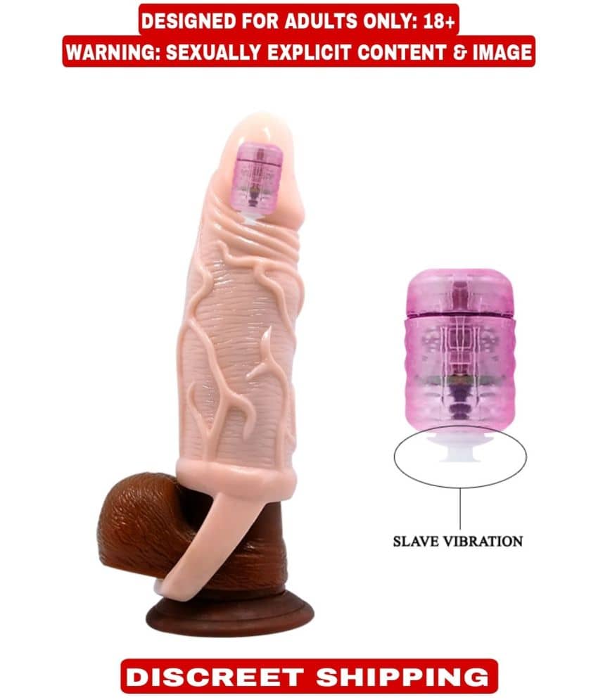 PRETTY LOVE JUMBO HEAD 6.9 INCH REUSABLE WASHABLE SILICONE VIBRATING PENIS SLEEVE BY KAMAHOUSE