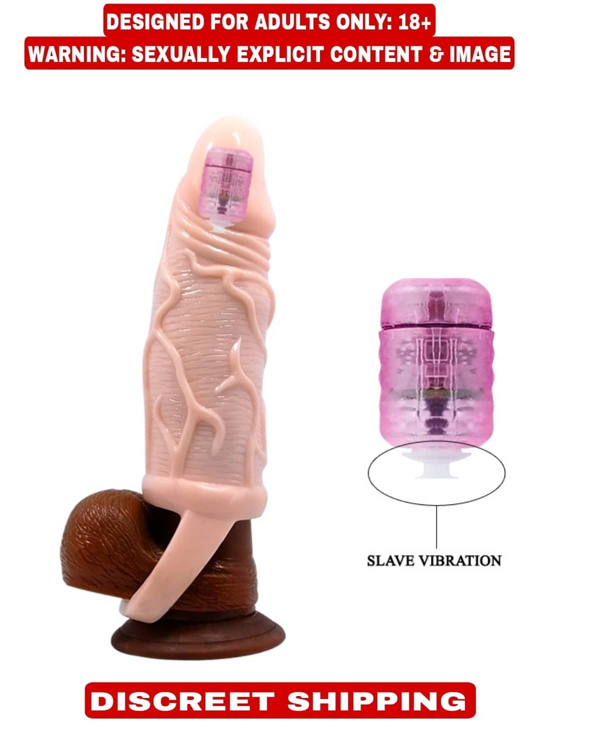 PRETTY LOVE JUMBO HEAD 6.9 INCH REUSABLE WASHABLE SILICONE VIBRATING PENIS SLEEVE BY KAMAHOUSE