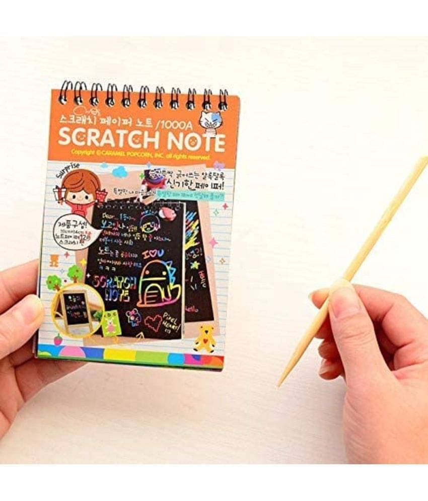     			( Pack Of 1 ) 53 Arts A6 Size Paper Sheet Art Book and Craft Paper Rainbow Scratch Book