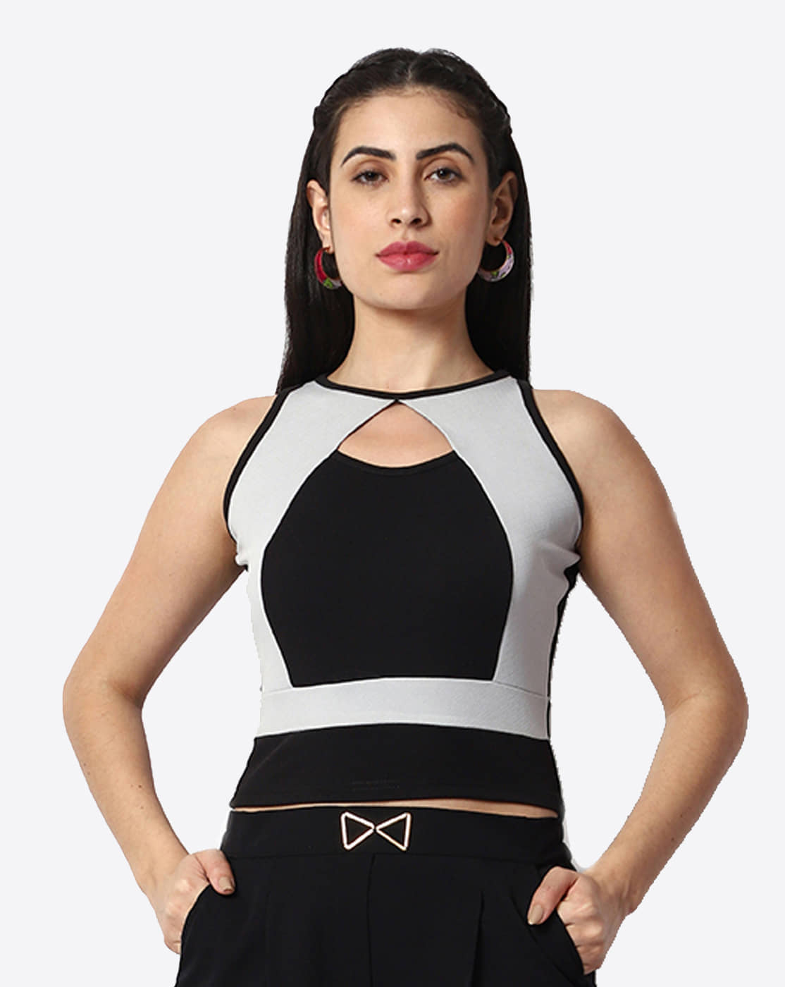 Prettify Women's Cotton Blend Crop Top ( Black )