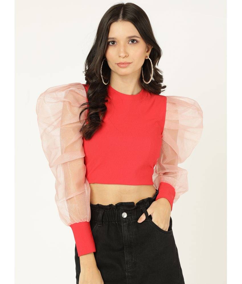Prettify Women's Cotton Blend Crop Top ( Coral )     			Prettify Women's Cotton Blend Crop Top ( Coral )