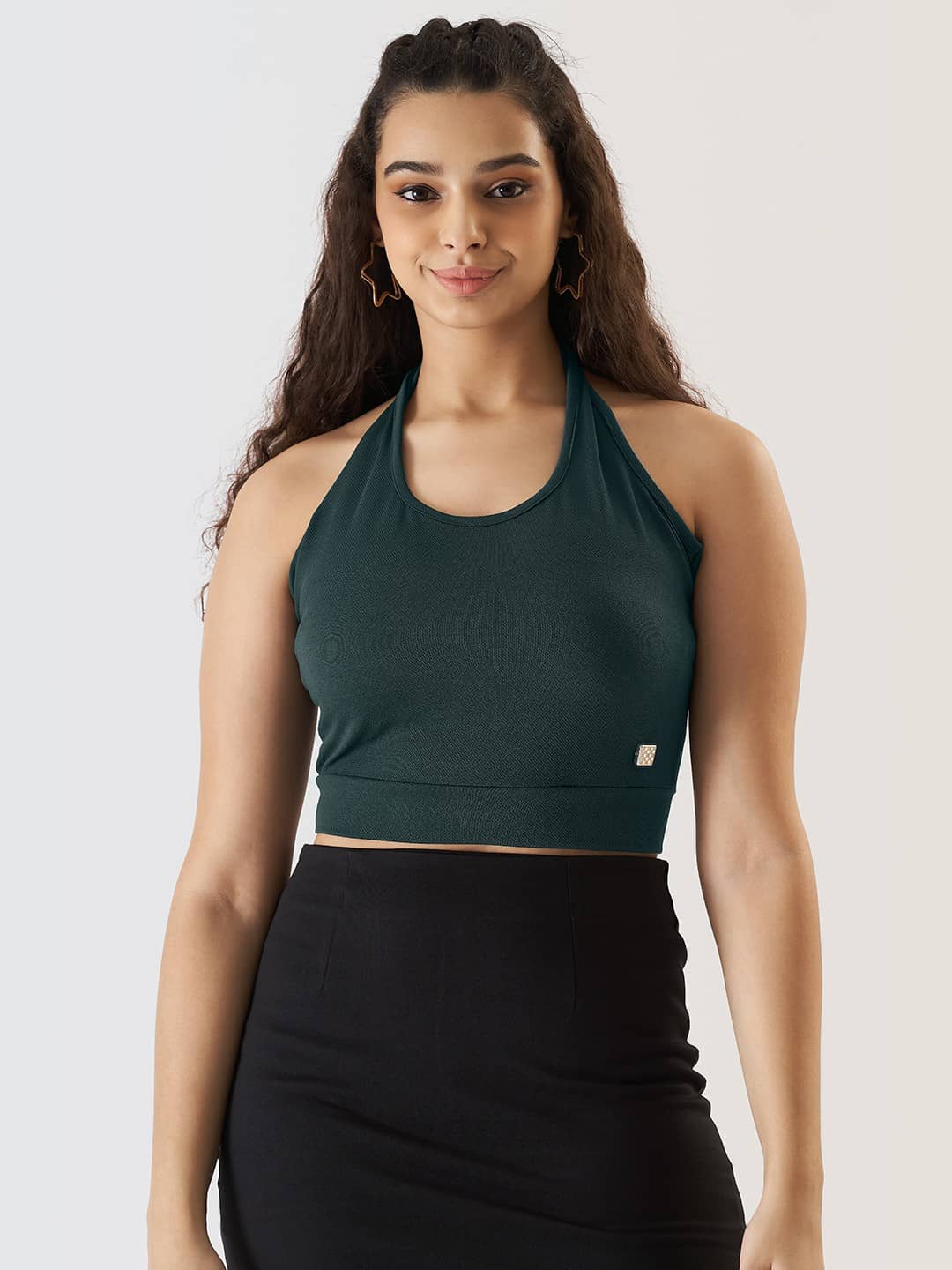 Prettify Women's Cotton Blend Crop Top ( Green )