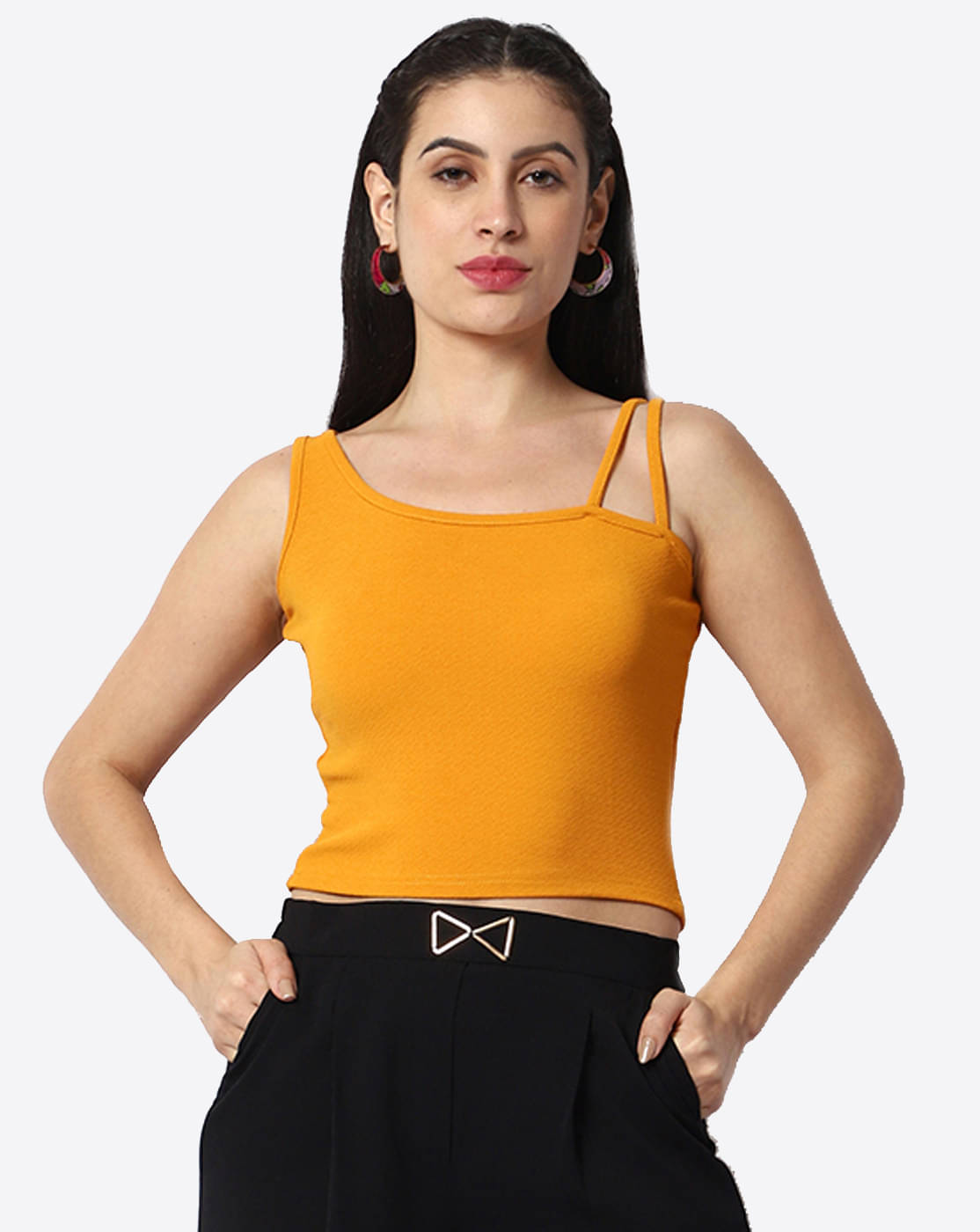     			Prettify Women's Cotton Blend Crop Top ( Yellow )