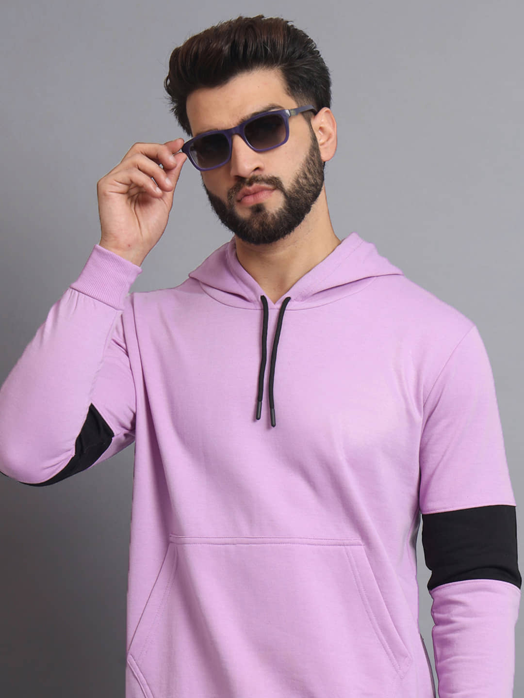 RELANE Fleece Hooded Men's Sweatshirt - Lavender ( Pack of 1 )